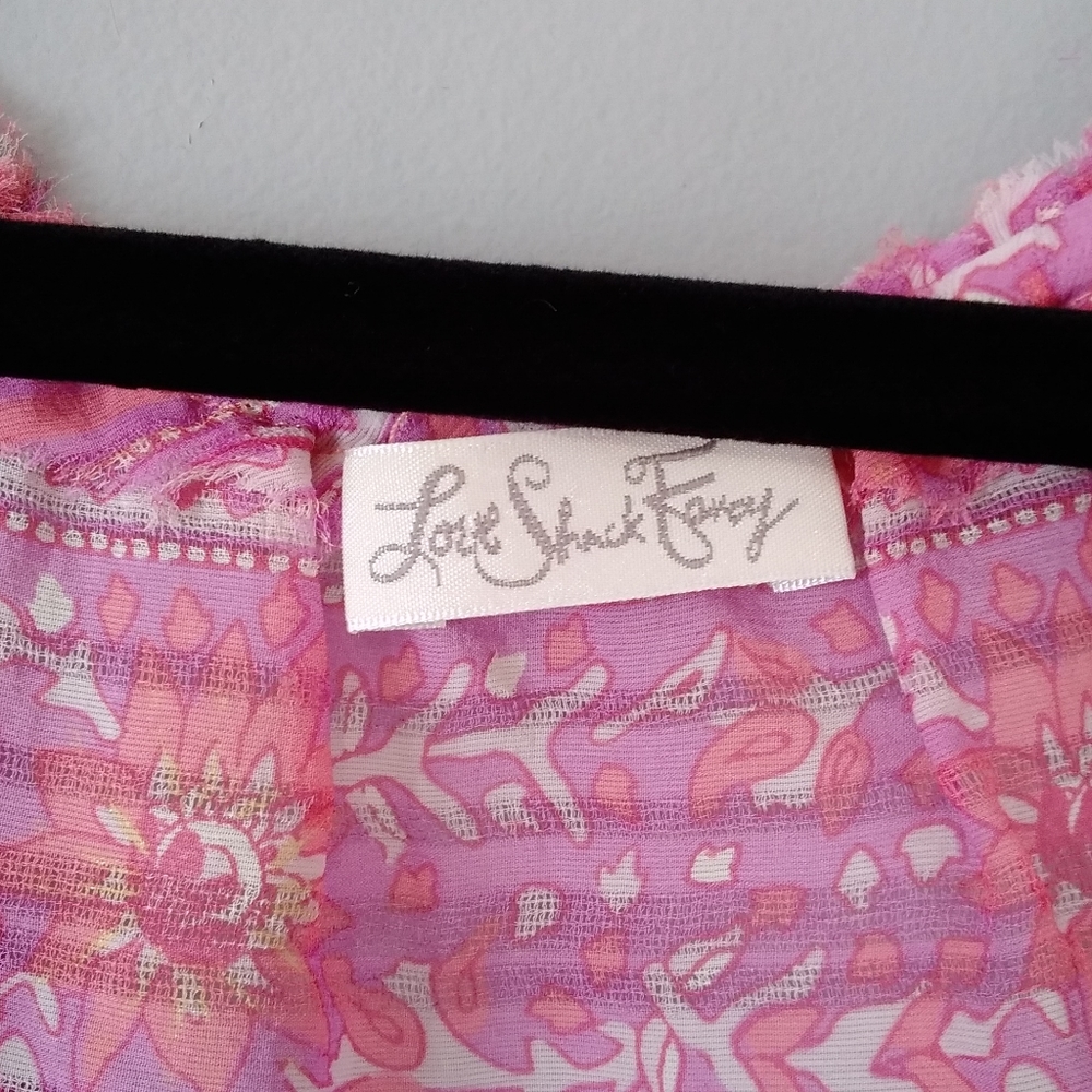 Loveshackfancy Pink Patterned Popover Tiered Silk… - image 7